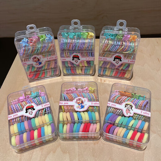 Garnbei's new candy-colored hair tie rubber band for children that does not hurt the hair, hair rope, girl's box, hair tie, baby hair rope headdress, sweet color box set, 1 piece