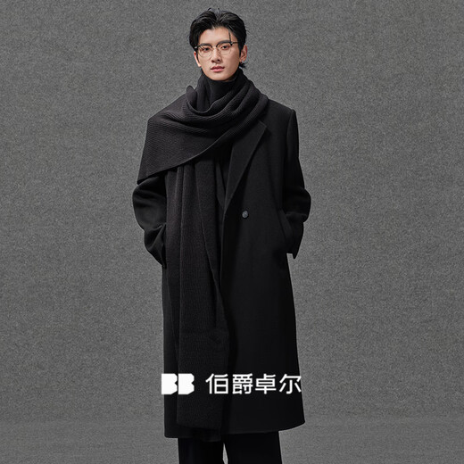 Piaget Zall wool coat 100% men shoulder pad long goose down lining commuter coat men 2025 autumn and winter new moon night black regular - no lining L (175)