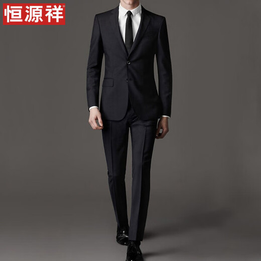 Hengyuanxiang Suit Suit Men's Jacket Business Casual Formal Wear Groomsmen's Wear Groom Wedding Professional Sales Small Suit Single Dress 2 Buttons Pure Black - Single Suit Top M 165 Size Suitable for 90-100 Jin Jin is equal to 0.5 kg