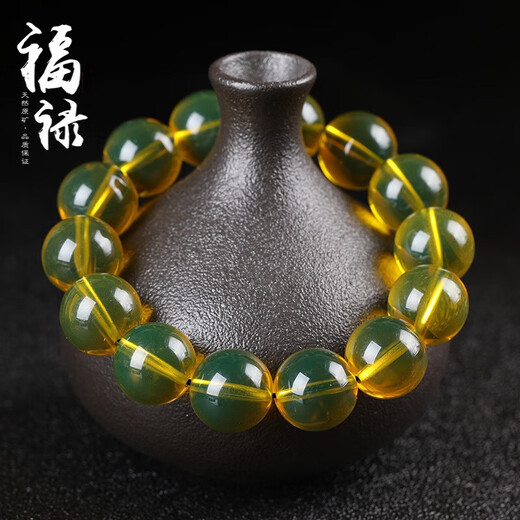 Mouth Ten Leaf Natural Water Purification High Blue Mexican Natural Blue Amber Bracelet Women's Men's Bracelet Single Circle Amber Jewelry Bracelet 10mm Blue Amber Bracelet (one item, one certificate)