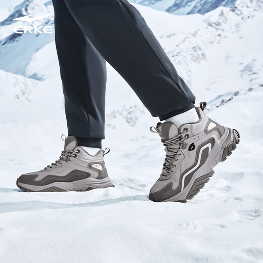 鸿星尔克男鞋高帮棉鞋保暖增高防滑运动鞋子男休闲鞋炽野3