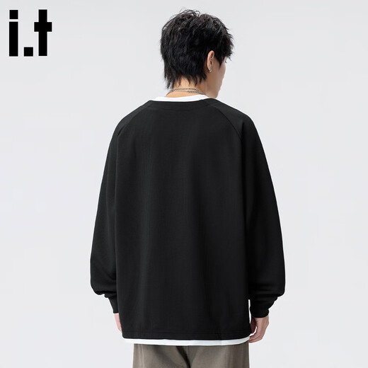 CHOCOOLATE it2025 Autumn Henry Collar Sweatshirt Men's Loose Casual Pullover Black M Recommended 110Jin Jin is equal to 0.5kg -125Jin Jin is equal to 0.5kg