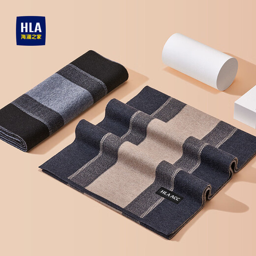 Heilan House Scarf Men's Autumn and Winter Wool Scarf Warm and Cold-proof Scarf Birthday Gift for Boyfriend Gift Box for Elders Khaki Color Exquisite Gift Box