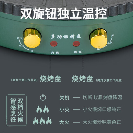 Olla caliente multifuncional y barbacoa olla todo en uno shabu-shabu estufa de barbacoa eléctrica doméstica bandeja para hornear de doble propósito olla caliente sin humo máquina de barbacoa olla redonda súper extra grande mejorada estilo Yuanyang 40 cm