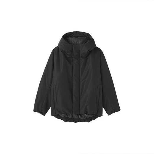 MUJI Men's Hood Jacket Men's Jacket Long Sleeve 25th Autumn and Winter New Arrival Top Men's Cotton Clothes AD0TWA5A Black L (175/100A)