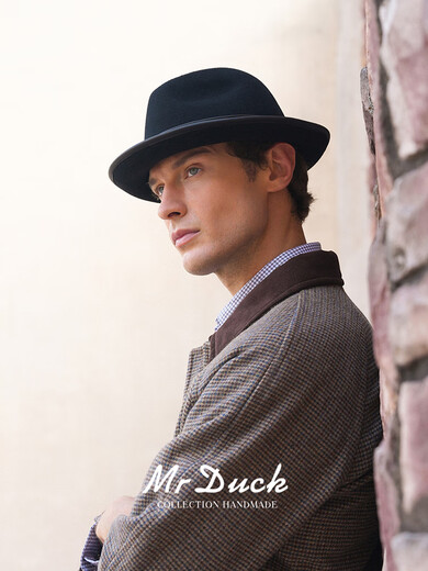 Mr DUCKMr DUCK25 winter Australian superfine wool hat men's foldable British jazz hat sheepskin hatband retro brown coffee 100 wool M suitable for 5657cm head circumference