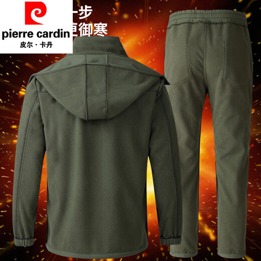 Pierre Cardin winter season velvet work clothes suit men's labor protection clothing thickened warm assault custom windproof and waterproof work clothes 930 velvet gray thickened suit 2XL 180 suitable for 145-160Jin Jin equals 0.5 kg