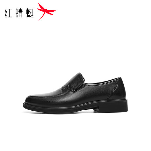 Red Dragonfly Leather Shoes Men's 25 Autumn and Winter Business Casual Leather Shoes Cowhide Soft Sole Comfortable Middle-Aged Dad Shoes WTA45028 Black 41