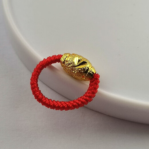KZD Old Phoenix 999 pure gold ring gold ring female ring natal transfer bead ring braided red rope ring red rope transfer bead gold ring