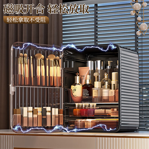 Naming cosmetics storage box desktop dustproof transparent high-end light luxury storage large capacity multi-layer skin care product storage rack extra large - dustproof 3 layers cinnabar red