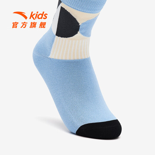 ANTA regular boys and girls 2025 winter trendy printed running socks medium socks antibacterial socks 392548336 Blue-2 10-12 years old (L)