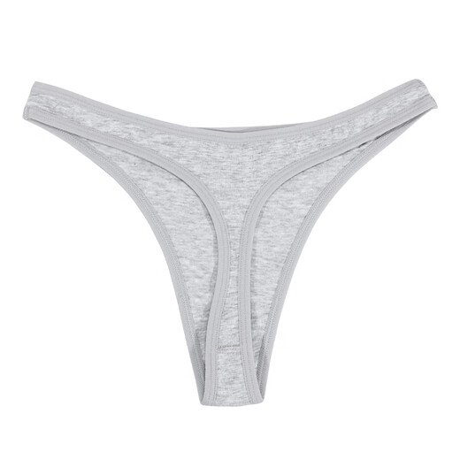 Men's thong high-cut pure cotton hollow sexy hip-lifting T-pants low-waist macho nightclub seamless briefs trendy gray M suitable for 90-105 Jin Jin equals 0.5 kg