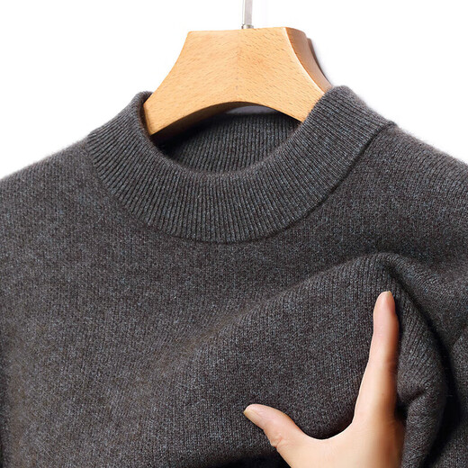 Deer King Optim 100 Pure Cashmere Sweater Men's Small Turtle Neck Double Ply Thickened Sweater High-end Men's Bottoming Sweater Honey Tea Gray 2XL 180 Recommended 155/170Jin Jin is equal to 0.5 kg