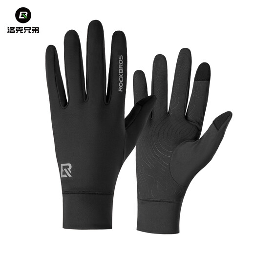 Rock Brothers Cycling Gloves Full Finger Fleece Warm Autumn and Winter Touch Screen Men's and Women's Long Finger Road Cycling Gloves Black XL