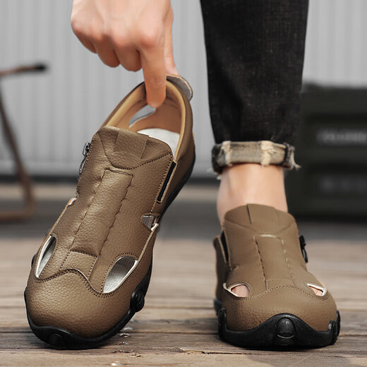 Sandalias para hombres Summer zapatillas populares zapatillas de playa Estilo deportivo al aire libre RESISTENTE RESISTENTE A LAN TAMAÑO ARRILLABLE ZAPATROS DE MENYES (JL) AS9909 BROWN 39