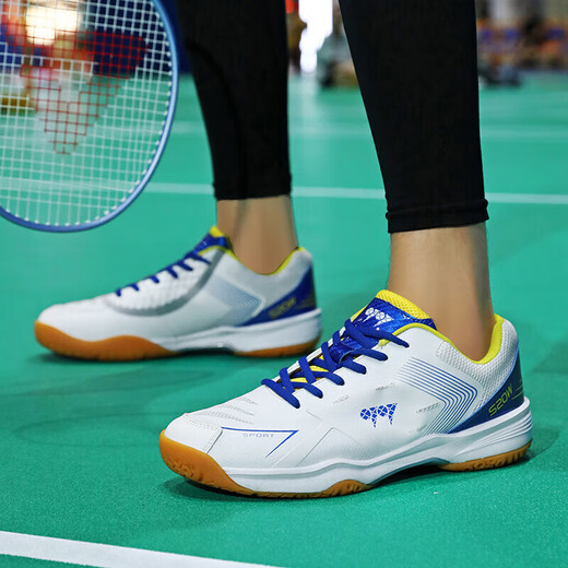Badminton shoes 65z3 new autumn anti-slip light rebound youth shock-absorbing wear-resistant children's badminton shoes for men white blue 42