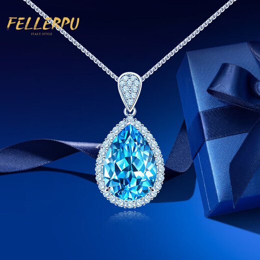 Felop Necklace Women's Topaz Silver Gemstone Pendant Brilliant Anniversary Birthday Birthday Valentine's Day Gift for Girlfriend and Wife 3 Carat Topaz Pendant