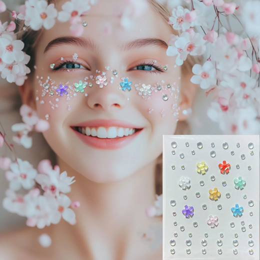 XPEL children's makeup face stickers, stage makeup, performance face diamond stickers, sequins, rhinestones, sparkling diamonds, red dot forehead stickers 1 piece