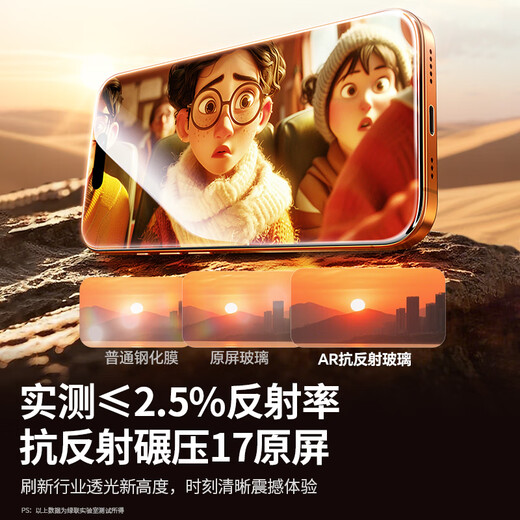UGREEN AR Corning film is suitable for iPhone17promax tempered film Apple 17 mobile phone film 16pro anti-reflective film automatic dust removal high-definition anti-fall anti-fingerprint Apple 17/16pro AR film * 1 piece + film artifact