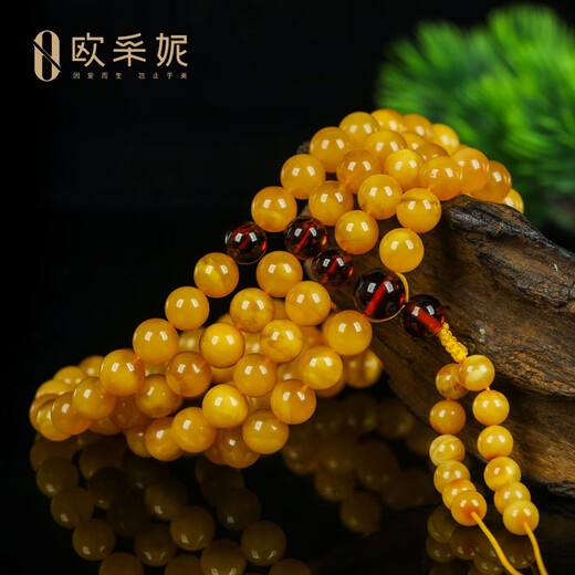 OUCERNY beeswax bracelet collectible presbyopia wax 108 old wax multi-circle natural amber honey-filled bracelet unique item