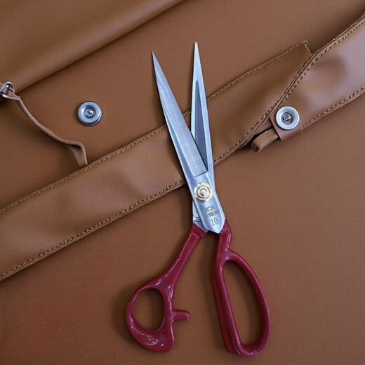 永德利槽口剪刀服装剪裁缝剪正品裁布缝纫锰钢不锈钢大剪刀 红色(赠送皮尺) 10寸