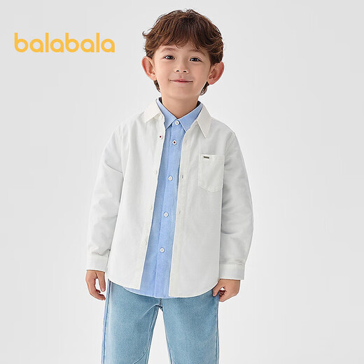 Balabala shopping mall children's clothing children's shirts spring clothes girls boys baby tops long-sleeved shirts white tone 00411 100