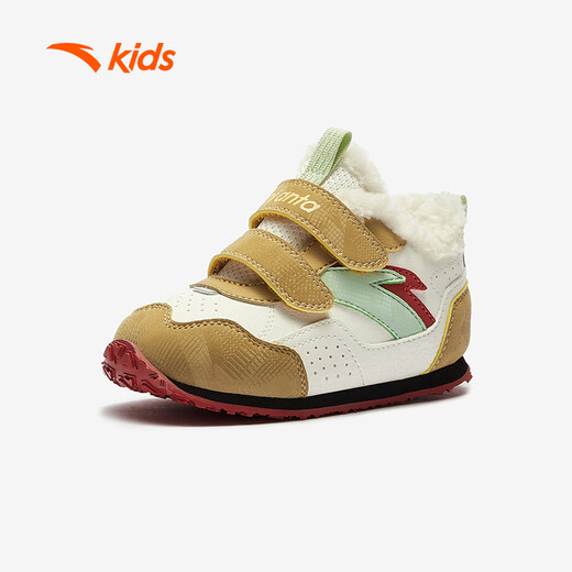 ANTA toddler shoes second stage baby boy shoes 2025 winter kindergarten soft sole plus velvet warm cotton shoes A12540007