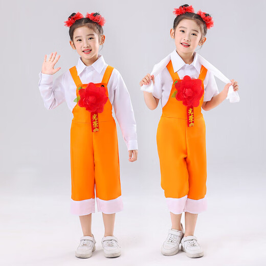 We workers have power, performance clothing, labor glory, children's blue clothing, overalls for men and women, M100c, six-piece set for men and women (cyan short), M 110c