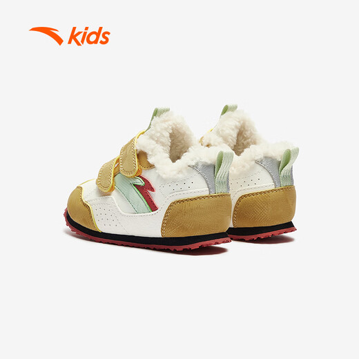 ANTA toddler shoes second stage baby boy shoes 2025 winter kindergarten soft sole plus velvet warm cotton shoes A12540007