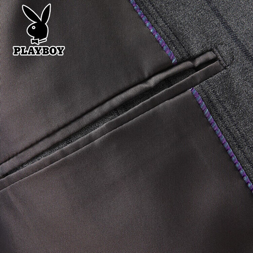 Playboy (PLAYBOY) striped suit men's suit formal wear professional wedding groom dress slim business casual groom suit men gray M 170