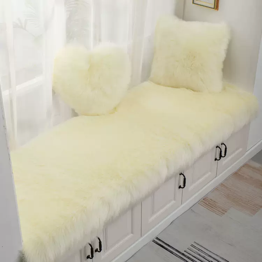 Yusenyi Plush Bay Window Mat Balcony Mat Style Carpet Light Luxury Blanket Mat Bedroom Tatami Seat Cushion Can be Cut to Customized Long Hair Style Beige