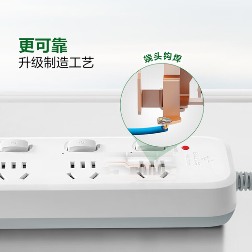 Bull socket/strip board/dormitory strip/socket strip/wiring board/power strip/electric strip with switch/with child protection door/new national standard B5 series 4-position five-hole 3-meter sub-control (new national standard anti-overload) B5043