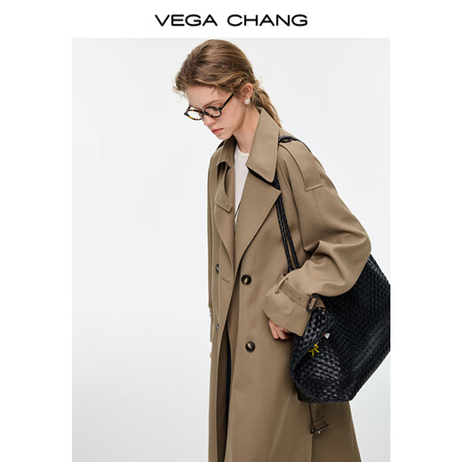 VEGA CHANG relaxed windbreaker, delicate sheep wool 25 autumn style, hidden meat, slimming and long coat, warm camel brown M