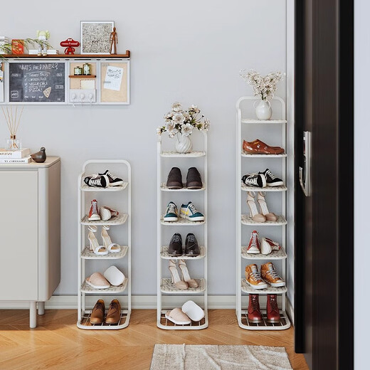 Simple shoe rack at the entrance of the house, multi-layer household iron art, installation-free vertical simple shoe cabinet, single layer load-bearing 1-2kg, elegant white 10-layer shoe rack