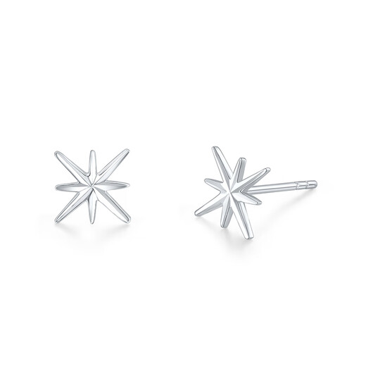 Mengjinyuan platinum earrings six-pointed star PT950 platinum genuine earrings as a birthday gift for your girlfriend, weighing about 0.85g