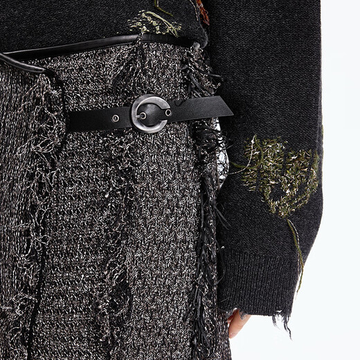 JNBY [gleiches Modell im Einkaufszentrum] 25 Herbst neuer Produktrock Pendler A-förmiger Brust 5p8d13820 010/Verschiedenes Schwarz XS