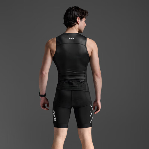 2XUCore Series Triathlon Cycling Suit Vest Professional Triathlon Road Mountain Cycling Suit Men's Quick-Dry Top Black/White Label (Top) XL