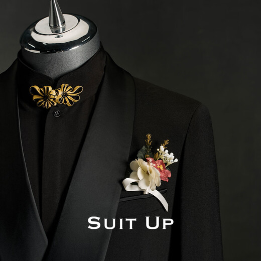 Xiuta Chinese style buckle green fruit collar wedding dress new Chinese style national style engagement formal suit tunic suit black dress top + pants two-piece set XL 52