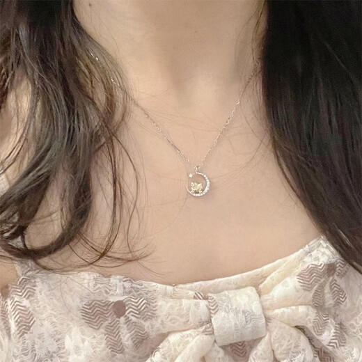 Mansheng kitty cat necklace female student Hello Kitty clavicle chain best friend pendant Valentine's Day birthday gift for girlfriend necklace bow gift box