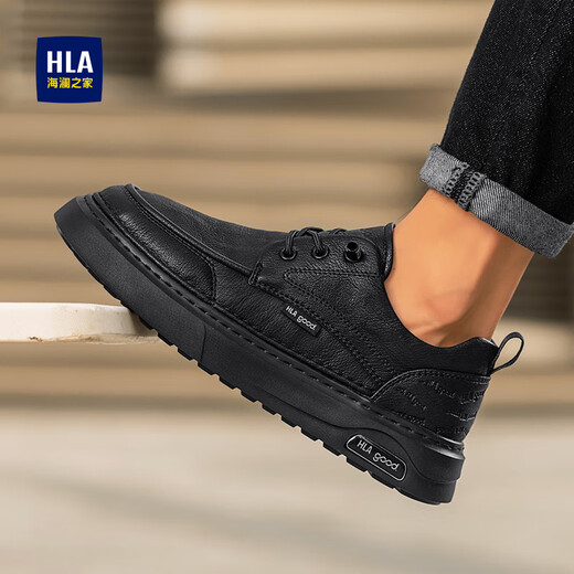Heilan House (HLA) Men's Shoes 2025 Autumn and Winter New Style Sneakers Men's Business Casual Leather Shoes Trendy Versatile Casual Shoes Men's Black 41