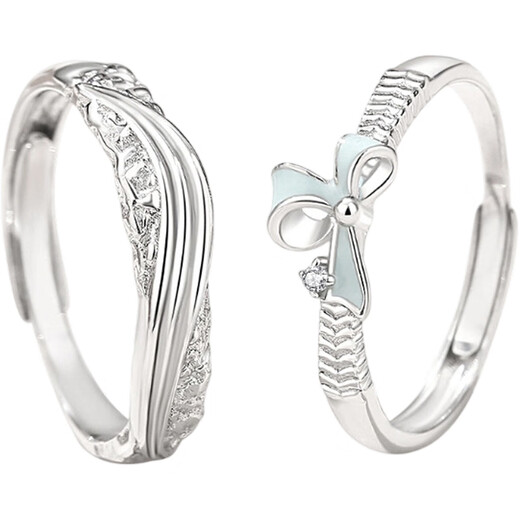 Lao Fengxiang S925 Koi ripple couple rings silver jewelry Koi ripple couple rings separated color men + certificate + brand gift box
