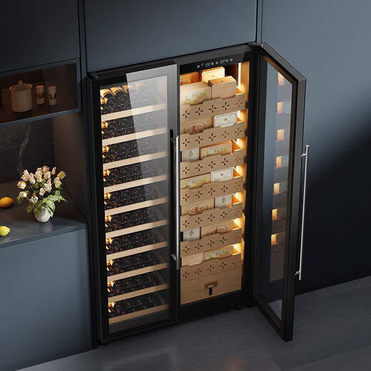 JUSTOWN double door double control wine cabinet constant temperature wine cabinet red wine cabinet compressor beech wood shelf cedar wood shelf humidity adjustable fingerprint lock + dual temperature zone + 1.90 meters + red wine cigar cabinet 780L
