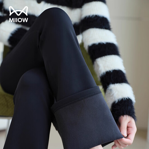 Catman plus velvet micro-flared shark pants for women in autumn and winter high-waisted peach buttocks and tummy shaping to make you look taller and slimmer warm flared leggings