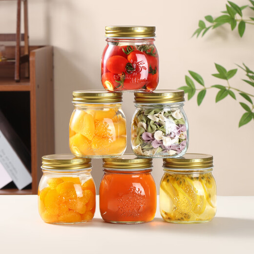 Baijie sealed jars 6 pieces packed with 300ml honey bottles cans jars with lids jam jars coffee beans tea jars glass storage jars