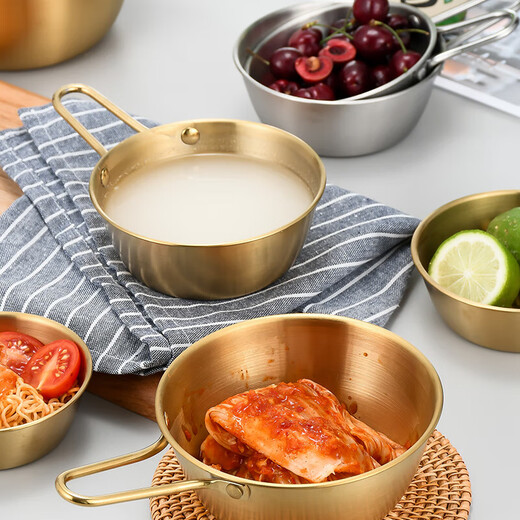 304 stainless steel Korean rice wine bowl, rice bowl, rice wine bowl with handle, special hot and cold wine bowl for restaurants, cooking bowl 304 rice wine bowl - with single handle - natural color 16.5CM