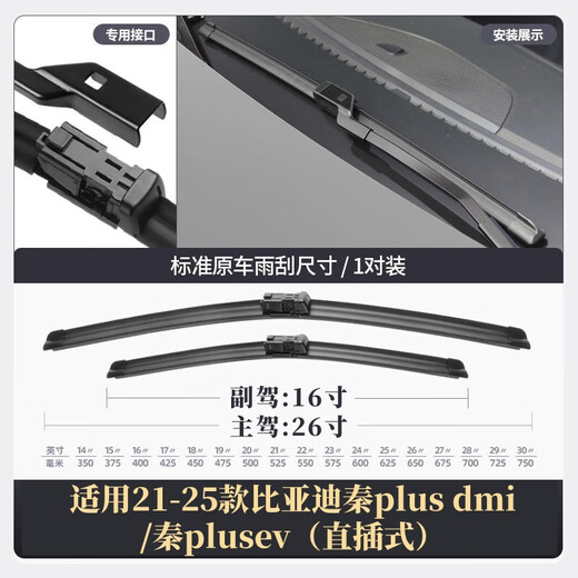 Junle 21-25 BYD Qin plus dmi/Qin plusev wiper boneless wiper blade original rubber strip mute