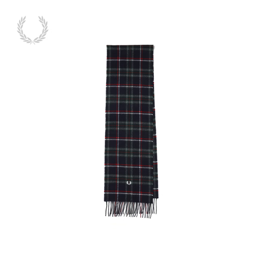 Fred Perry men's plaid woolen scarf 2025 autumn new retro college style tassel wool scarf NYP/white F