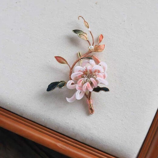 Meng Junchen Dongli Intangible Velvet Flower Hairpin Brooch National Style Ancient Method High-end Birthday Gift Cheongsam Hanfu Accessories Dongli Brooch