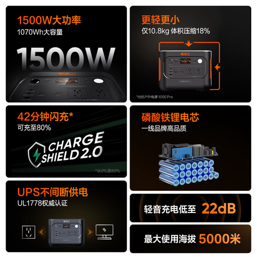Electric Xiaoer Ultra-light 1 KW fast charging outdoor power supply 1500W high power large capacity 220V mobile power supply car power bank camping emergency energy storage battery 1000Pro2