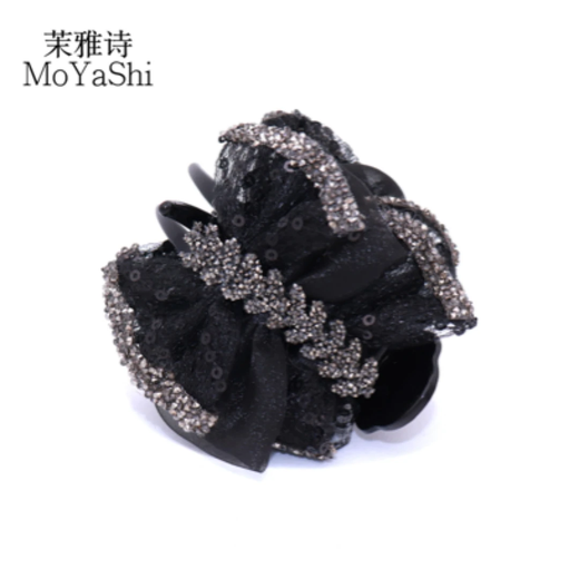 Princess Hepburn Yichen Gentle and elegant wheat ear 8cm meatball clip MY219 new style back of head clip high-end black meatball clip (all-match style)